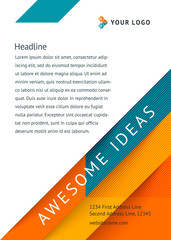 Wall Mural - Abstract design cover banner template, magazine, flyers, flyer, with logo and place under the text. Geometric shapes, squares, triangles, lines. Vector illustration in a modern flat style.