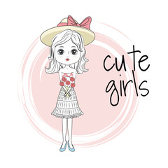 Wall Mural - Cute girl cartoon icon vector illustration graphic design