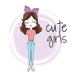 Wall Mural - Cute girl cartoon icon vector illustration graphic design