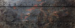 Leinwandbild Motiv Rusty black metal plate with bolts background, banner. 3d illustration