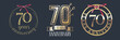 70 years anniversary vector icon, logo set