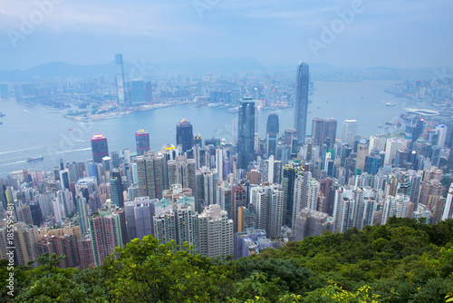 Zdjęcie XXL Hong Kong biznesowej dzielnicy miasta linia horyzontu podczas dnia czasu.