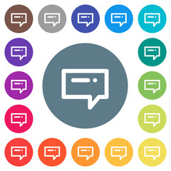 Sticker - Typing message flat white icons on round color backgrounds