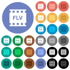 Poster - FLV movie format round flat multi colored icons