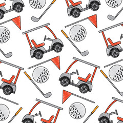 Canvas Print - golf club car sport and flag ball seamless pattern vector illustration