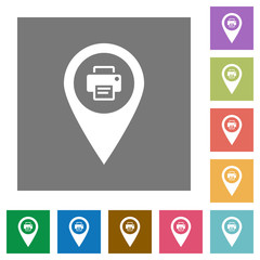 Sticker - Print GPS map location square flat icons