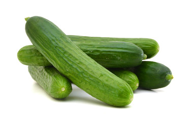 Wall Mural - fresh cucumbers isolated on white