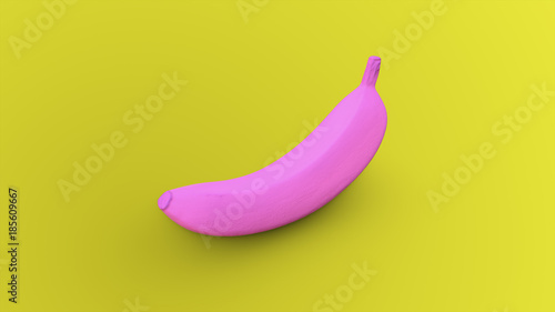 Pink banana on a yellow background 3d illustration Slika na platnu