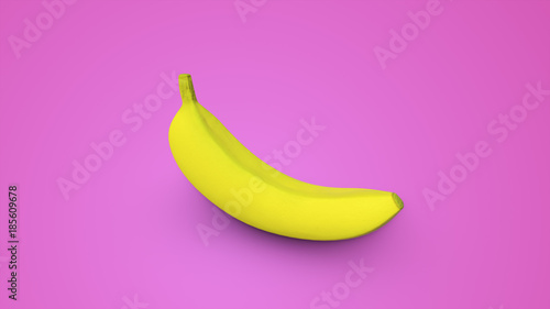 Yellow banana on a pink background 3d illustration Fototapeta