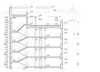 Detailed architectural plan of multistory building. Cross-section view. Vector blueprint. Architectural background.