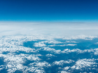 Canvas Print - Beautiful aerial landscape view. mountain view from airplane