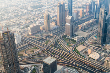 Wall Mural - Aerial view of a highway intersection in Dubai, United Arab Emirates