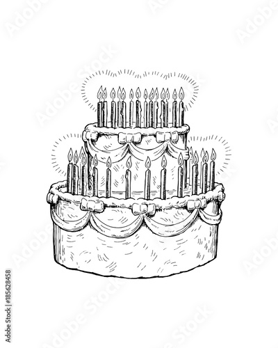 Birthday Cake Sketch Stock Vector Adobe Stock