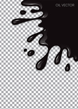 Realistic Black Oil Isolated On Transparent Background. Vector Illustration.