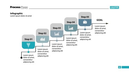 Five steps process chart template design