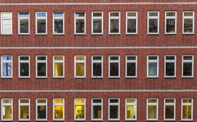 facade of office building by night