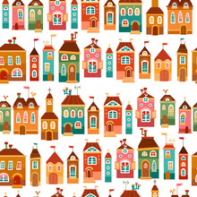 Cute Bright Childish House Pattern