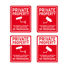Private Property No Trespassing Surveillance Camera Sign Set