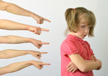 Many Hands Are Pointing Fingers At The Child ,kid Of The Outcast Conceptual Photography