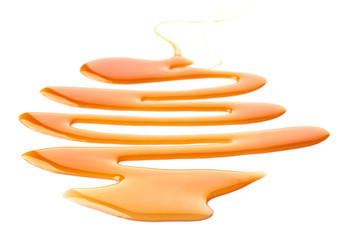 caramel sauce on white background