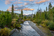 Sunset Mountain Creek - An autumn sunset view of Middle Fork Elk River flowing through Rocky Mountains in Routt National Forest, near Steamboat Springs, Colorado, USA.