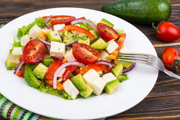 Poster - Dietary salad of fresh vegetables with avocado and goat cheese