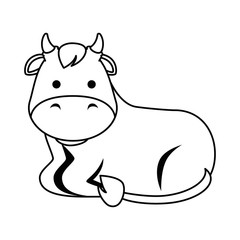 Wall Mural - cute ox character icon vector illustration design