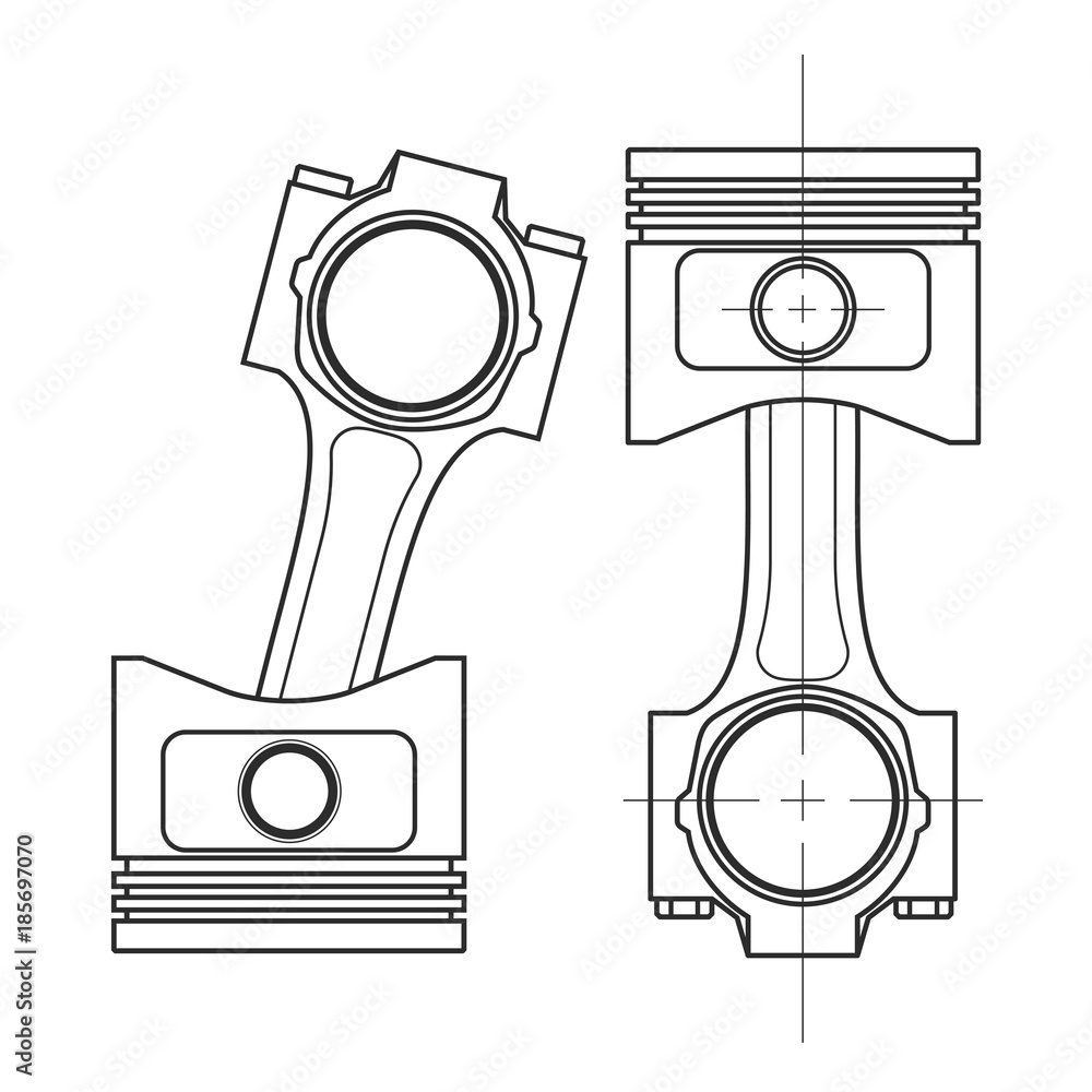 Piston Worksheet technical drawing of a piston vector illustration. Stock Vector | Adobe ...