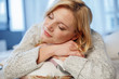 © Yakobchuk Olena - Close up portrait of relaxed blond sleeping in the morning. She has light smile on her face