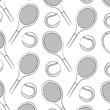 tennis racquet and ball pattern image vector illustration design  black sketch line