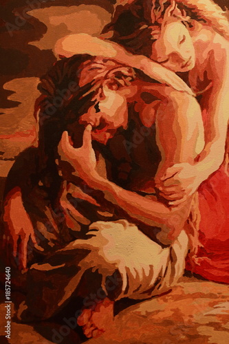 Artist Brush Lovers Woman Man Painting Love Buy This Stock