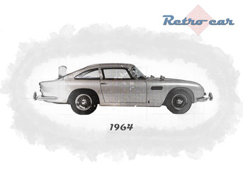 Wall Mural - retro car in sketch style