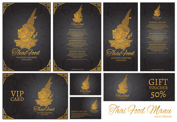 Wall Mural - vector thai food restaurant menu template.thai tradition background