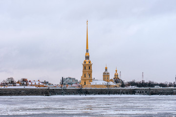 Wall Mural - Peter and Paul Fortress in Staint-Petersburg winter day.