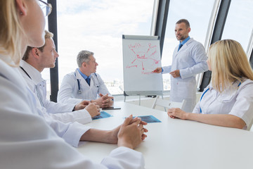 Wall Mural - Team of doctors listening presentation