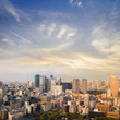 Landscape of tokyo city skyline in Aerial view with skyscraper, modern office building and sunset sky background in Tokyo metropolis, Japan.