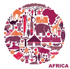 symbols of africa in the form of a circle