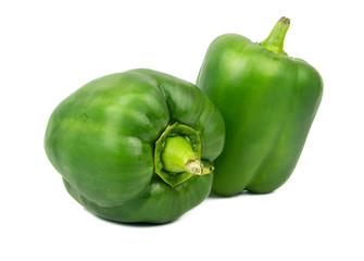 Wall Mural - Two fresh and salty green peppers isolated on white background