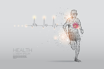 Wall Mural - The particles, geometric art, line and dot of human running for health