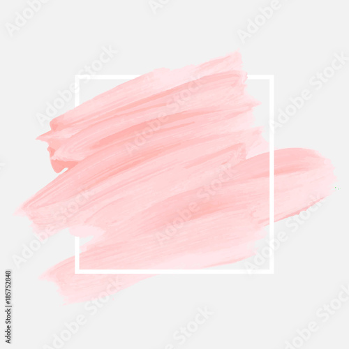 Fotomural Logo brush painted watercolor abstract background design illustration vector over square frame