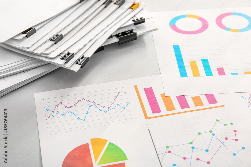 Lot of documents on table