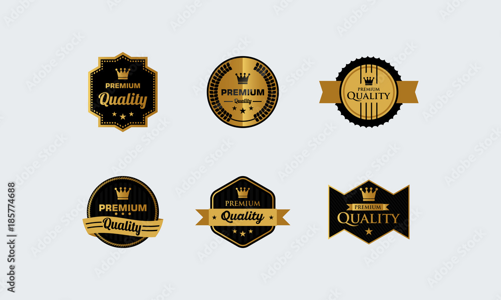 Set of Luxury Premium Quality Badge, Premium Quality Emblem designs vector - obrazy, fototapety, plakaty 