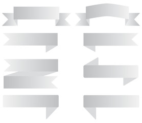 Wall Mural - set gray ribbon banner on white background. set black and white ribbon banner sign. flat style.