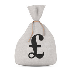 Aufkleber - Tied Rustic Canvas Linen Money Sack or Money Bag with Pound Sterling Sign. 3d Rendering