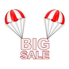 Aufkleber - Big Sale Sign Flying on Parachute. 3d Rendering