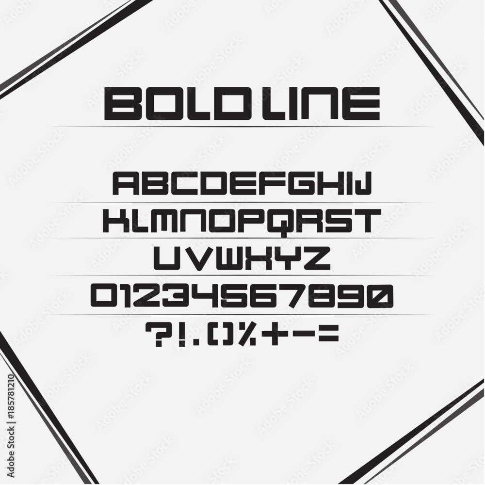 Boldline font. geometric shape. square, sans serif. modern font Stock ...