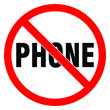 No phone sign. Red circle prohobition. No talking, no calling forbidden icon vector illustration