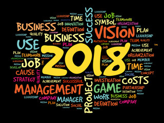 2018 goals word cloud business concept background