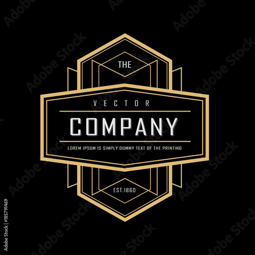 Vecteur Stock art deco vintage badge logo design vector