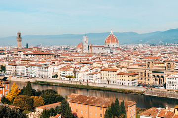 Wall Mural - panoramic view of florence with duomo at background, italy